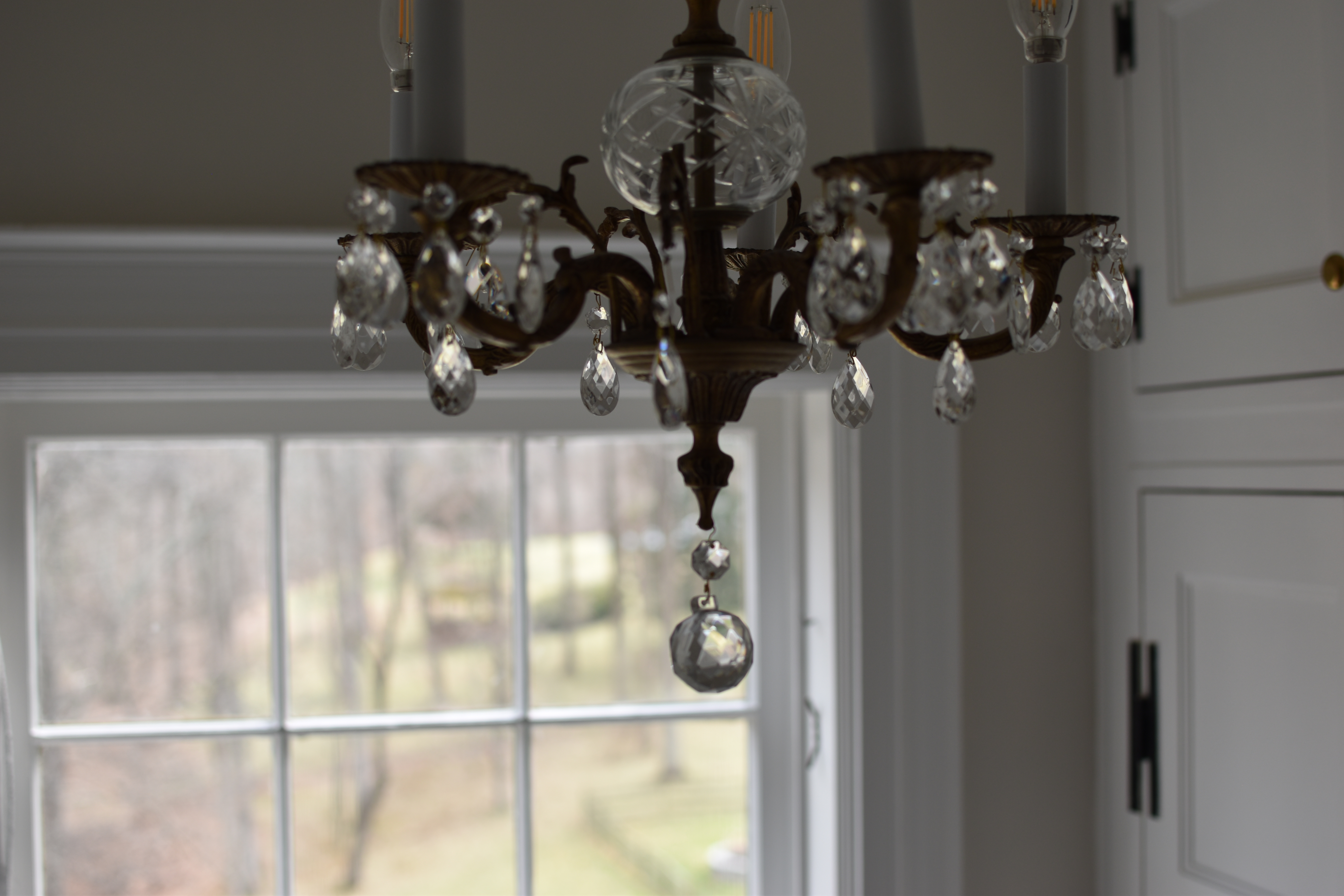 Bronze and crystal chandelier